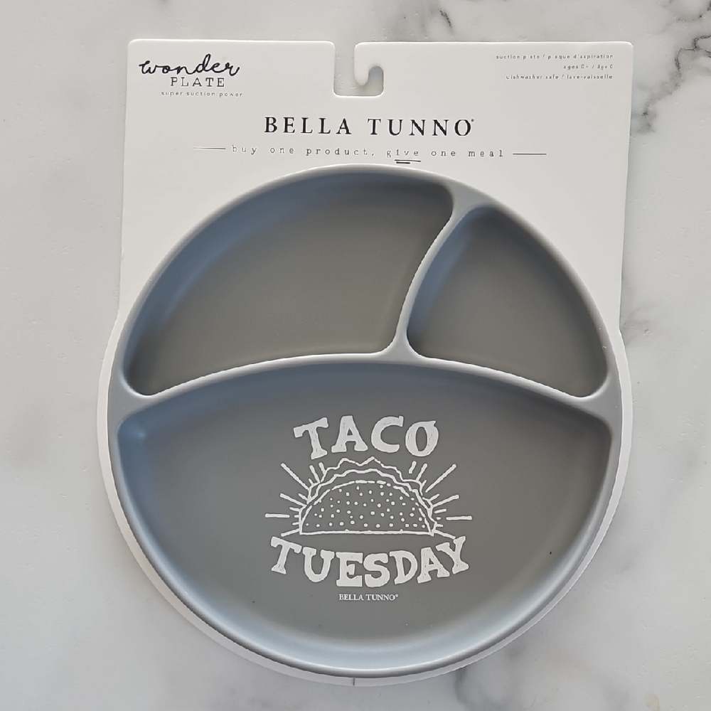 Bella Tunno Kids Taco Tuesday Divided Plate - Gray Silicone